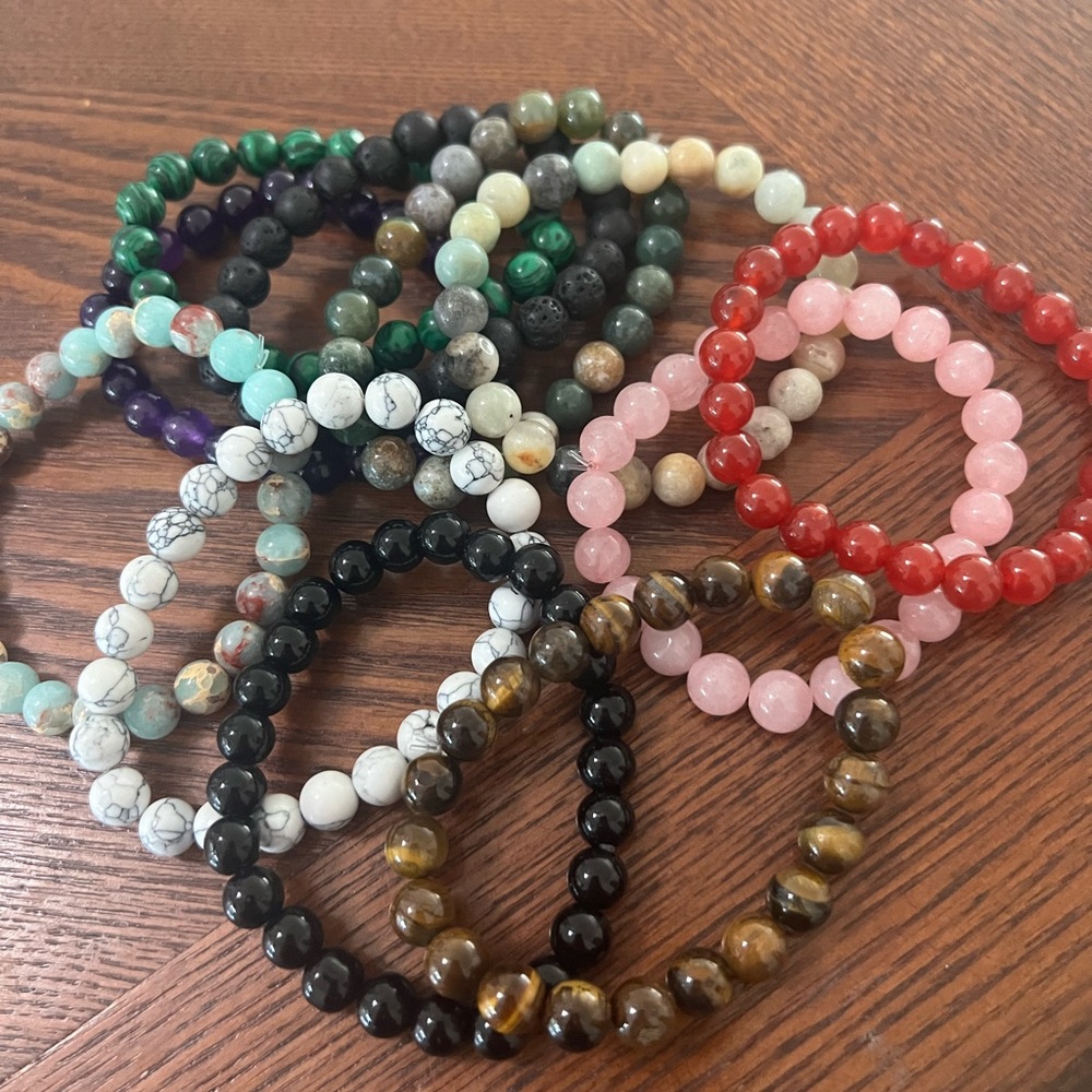 Bunch of natural crystals bracelets